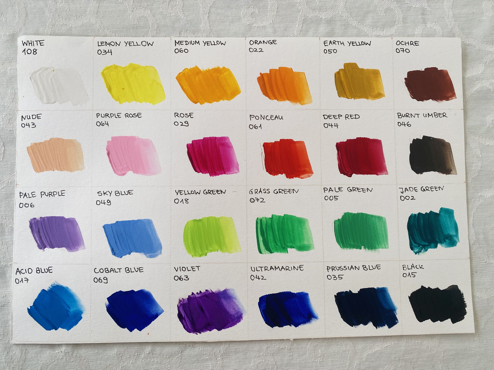 HIMI Gouache Paint Color Swatches